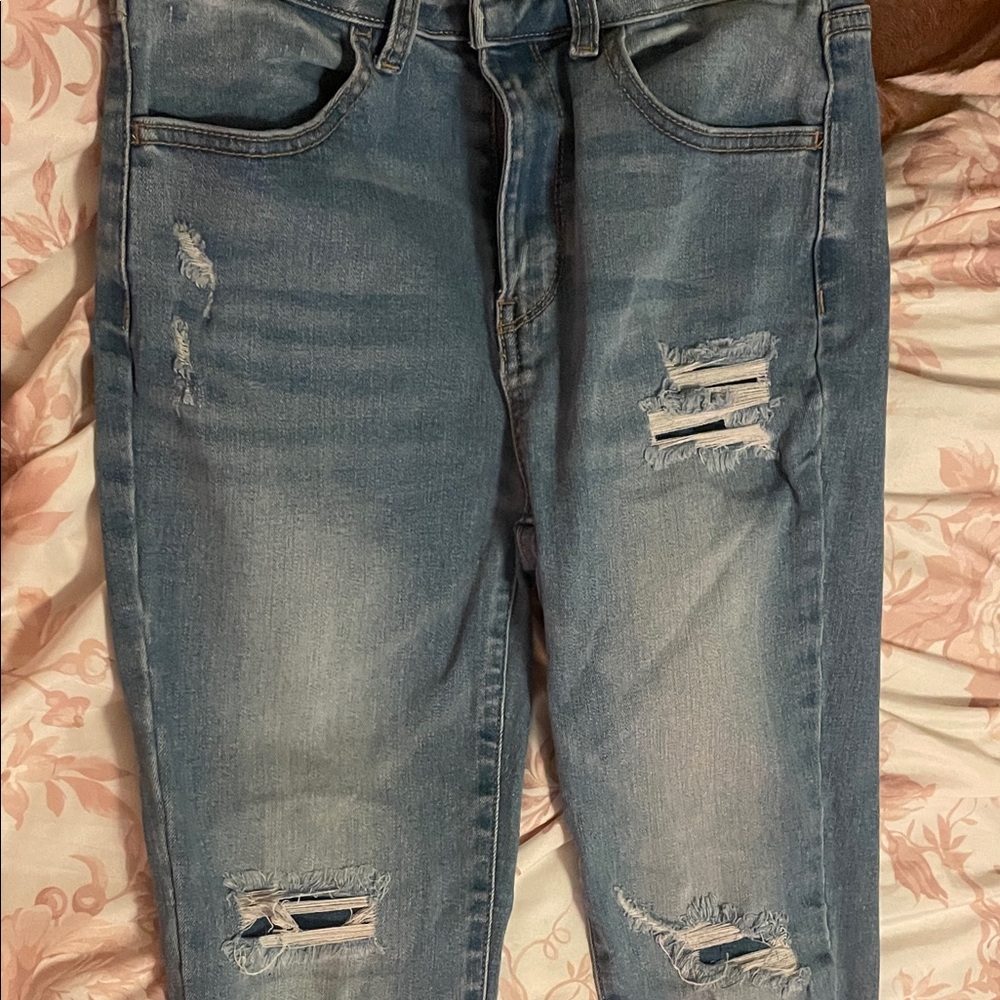Wax Jean Light Blue Distressed Skinny Jeans